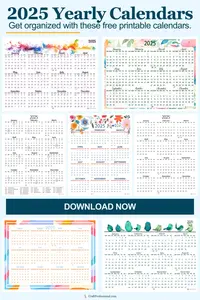 Yearly calendar printable pages help you stay organized in style for 2025. Download your free calendar now!