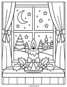 Print 44 free Christmas candle coloring pages for kids, adults, classrooms, and Sunday school, including Advent, stained-glass, and easy designs.