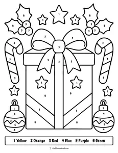 Download 45 free Christmas gift coloring pages for kids and adults, including easy presents, detailed designs, gift tags, and festive activities.