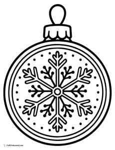 Easy round ornament with a single snowflake coloring page.