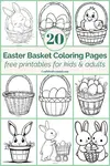 Collage of Eaaster basket coloring pages