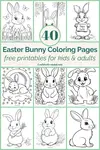 Download 40 FREE Easter Bunny coloring pages! Fun, printable designs for kids & adults—featuring cute, simple, and detailed Easter-themed pages. Print now!