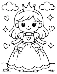Easy princess coloring page with a simple crown