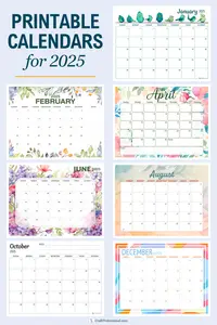 2025 calendar printable pages you can download free. Get organized with these stylish planners!