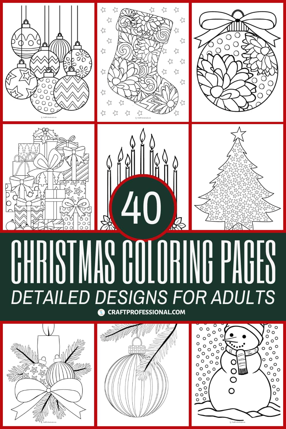 40 Christmas coloring pages for adults