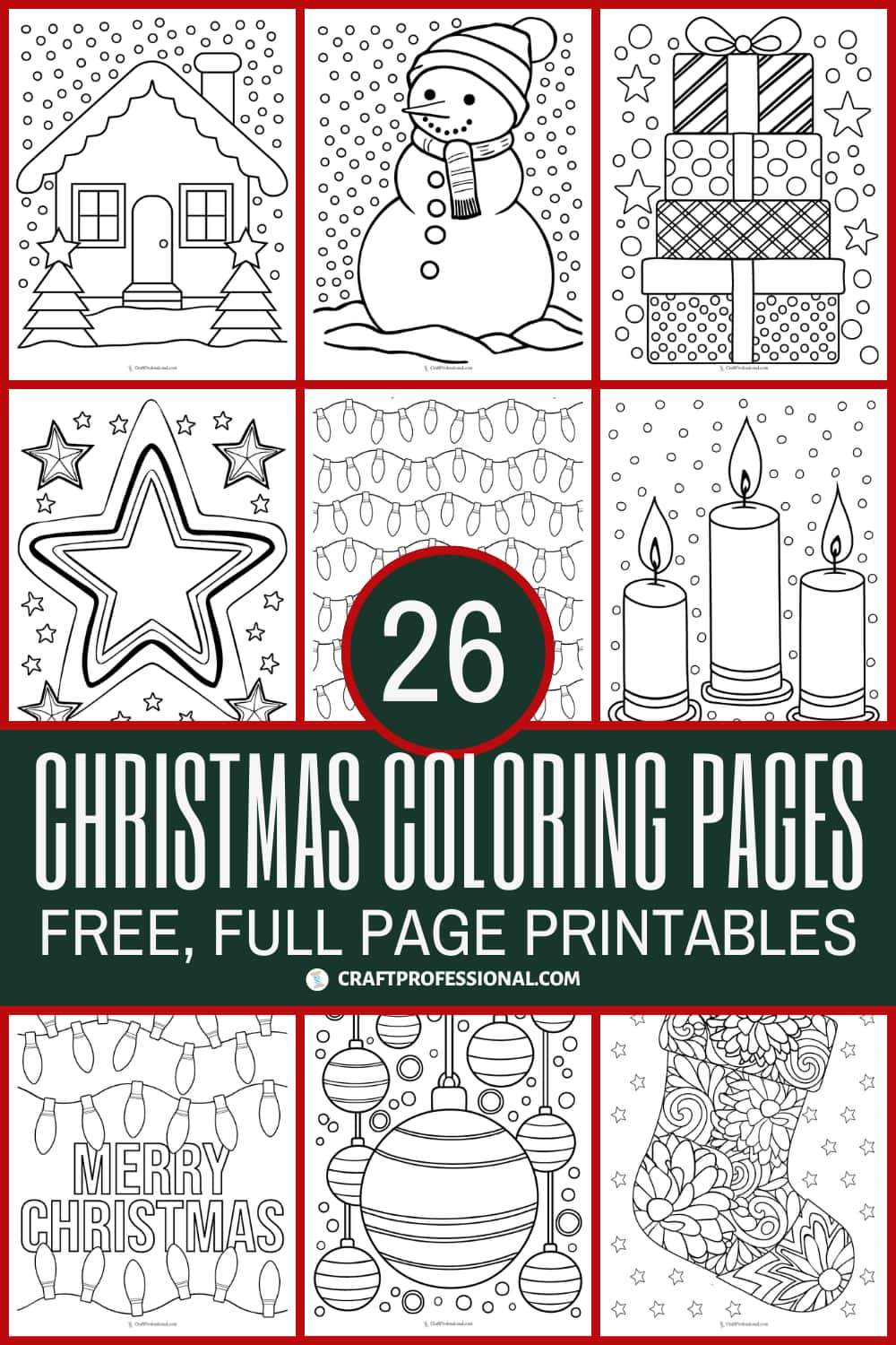 26 full page Christmas coloring pages