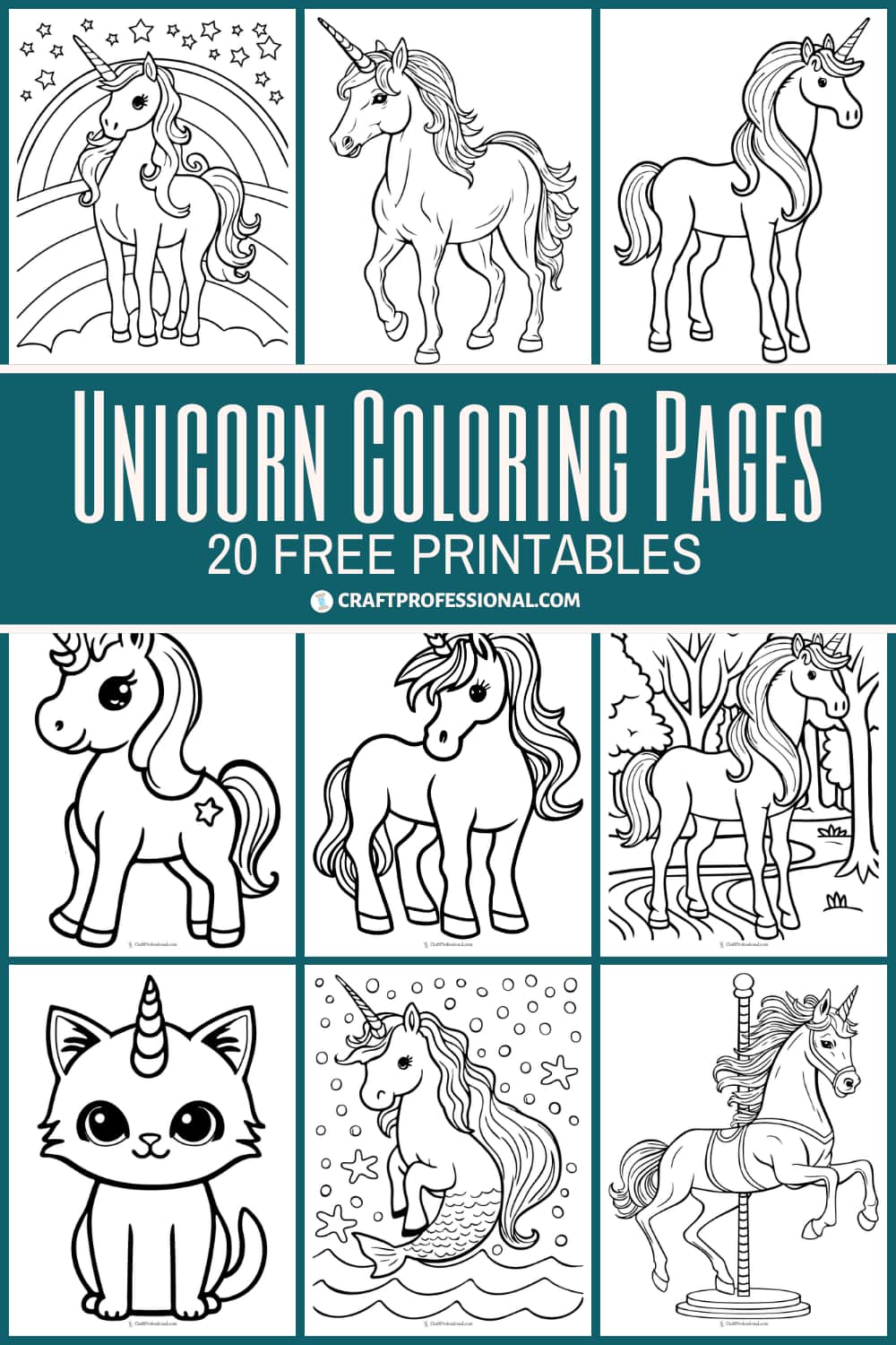 20 free unicorn coloring pages for kids and adults