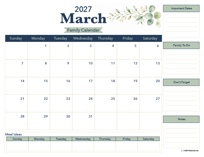 2027 March calendar ideal for families. 2027 March calendar ideal for families.