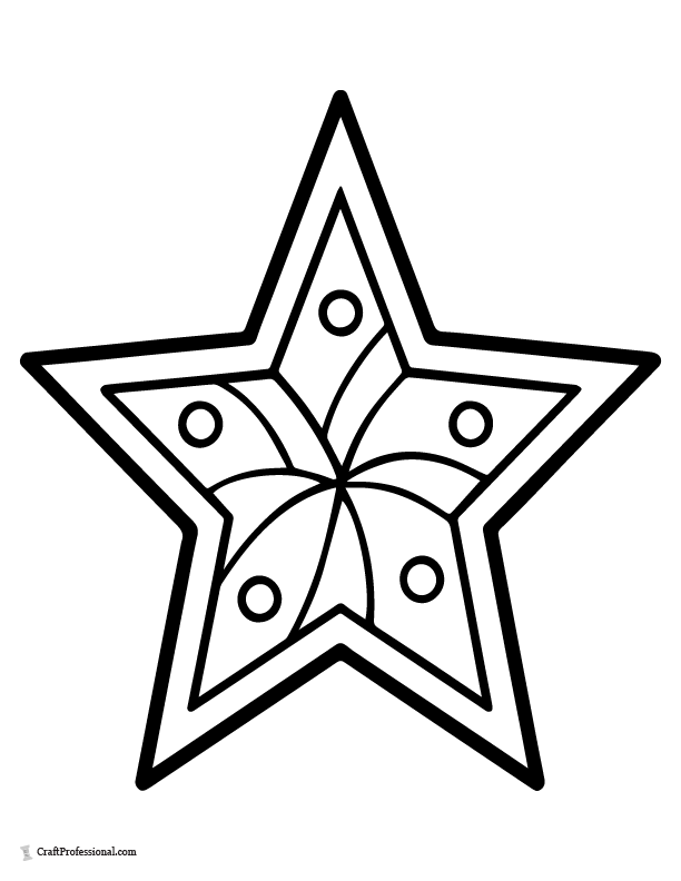 Bold 5-point star with thick outlines coloring sheet.