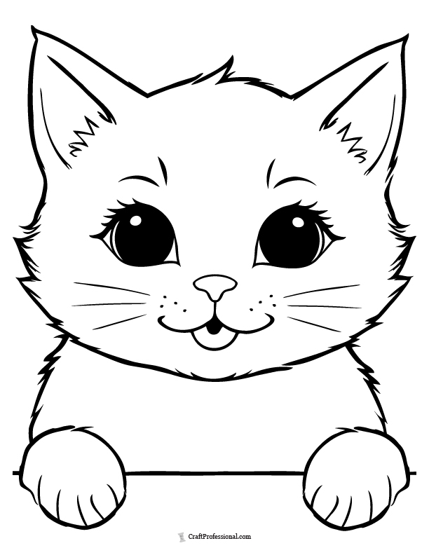 Cute smiling kitten face coloring page