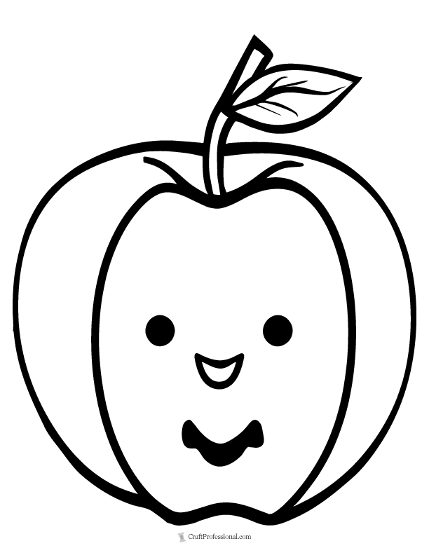 Apple with a smiling face coloring page