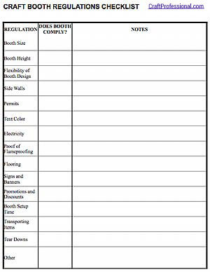 Craft Booth Regulations Checklist Craft Booth Regulations Checklist