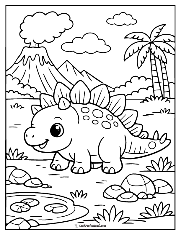 Baby stegosaurus coloring page