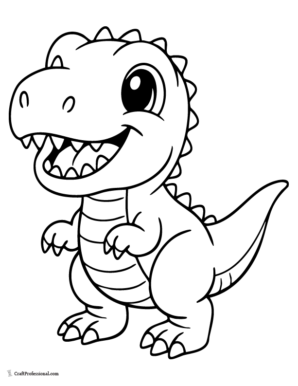 Baby T-Rex smiling coloring page