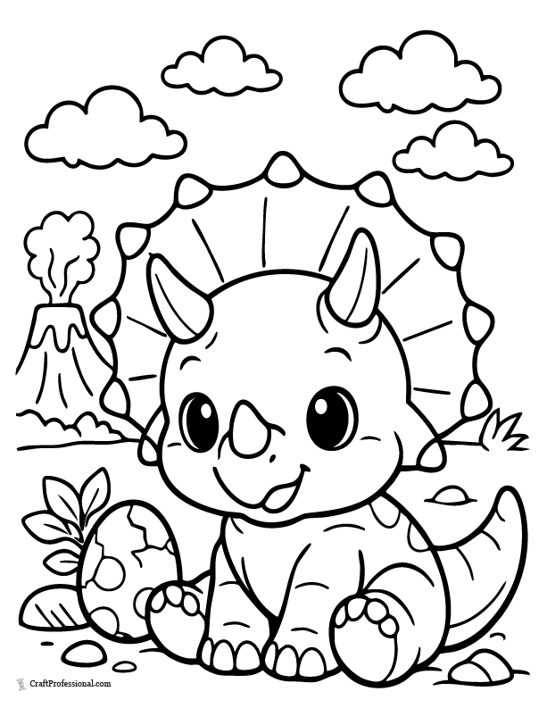 Baby triceratops coloring page
