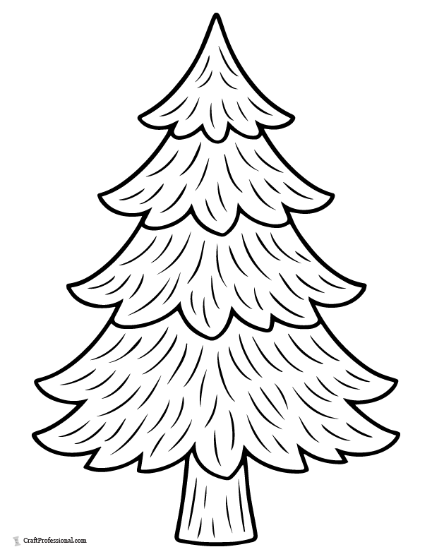 Blank layered boughs tree template coloring page.