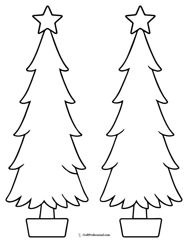 Blank slim tree outline coloring page.