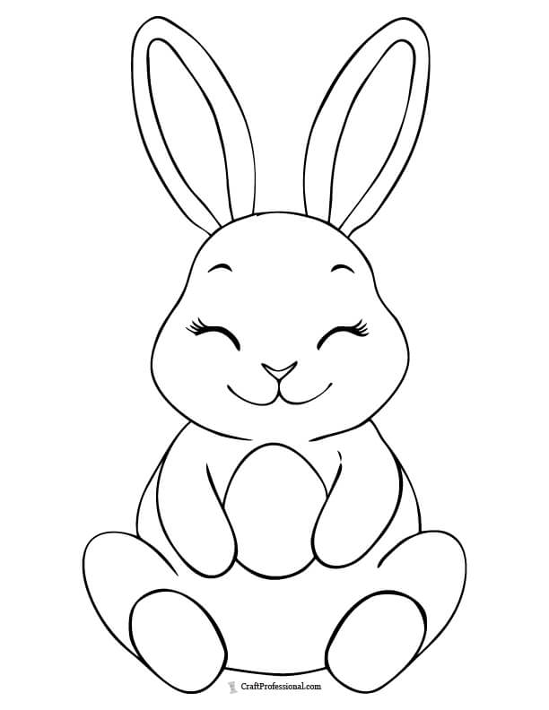 Bunny hugging and egg coloring page