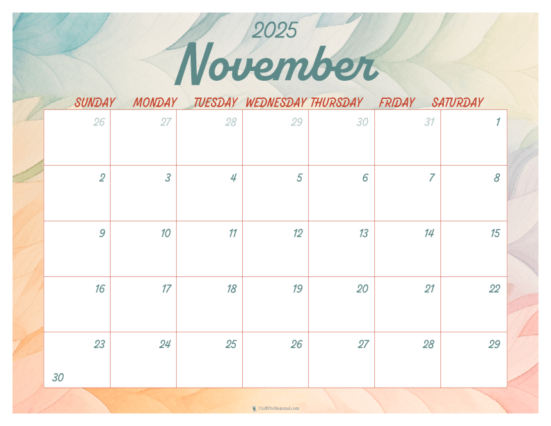 November Calendars for 2025! Get Organized With Our Free Printables