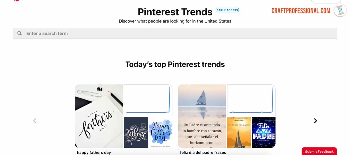 Screenshot of top Pinterest Trends in the US Screenshot of top Pinterest Trends in the US