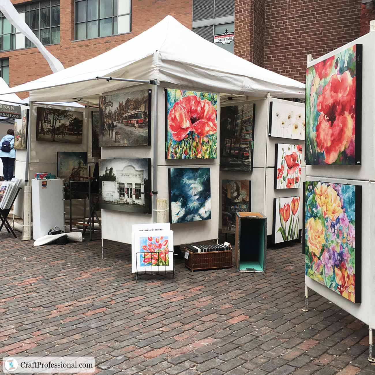 Outdoors art display with tent - farmers markets and events art setup 