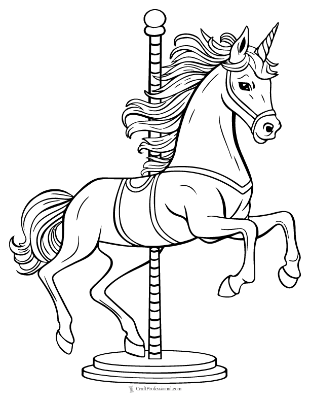Carousel unicorn coloring page