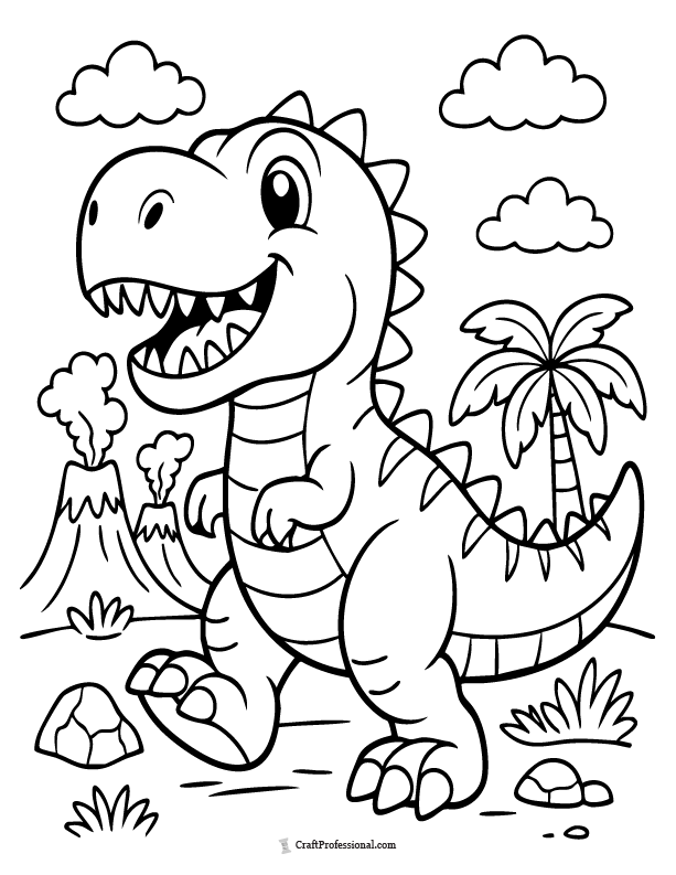 Cartoon T-Rex coloring page