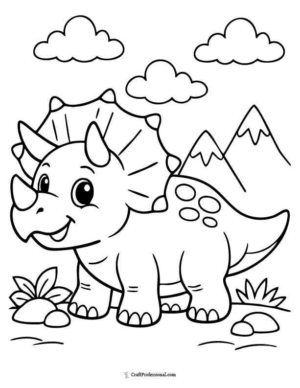 Cartoon triceratops coloring page