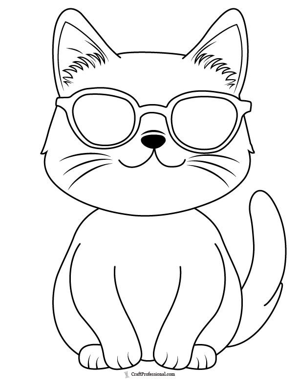 Cat wearing sunglasses coloring page