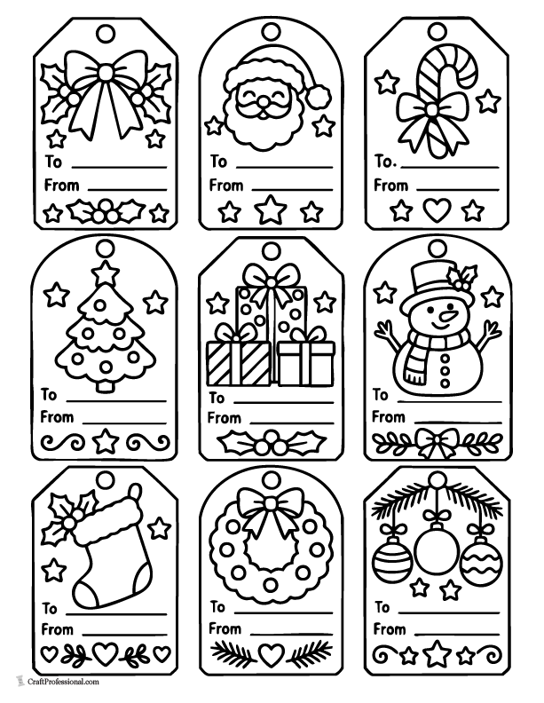Printable Christmas gift tags to color, cut out, and personalize.