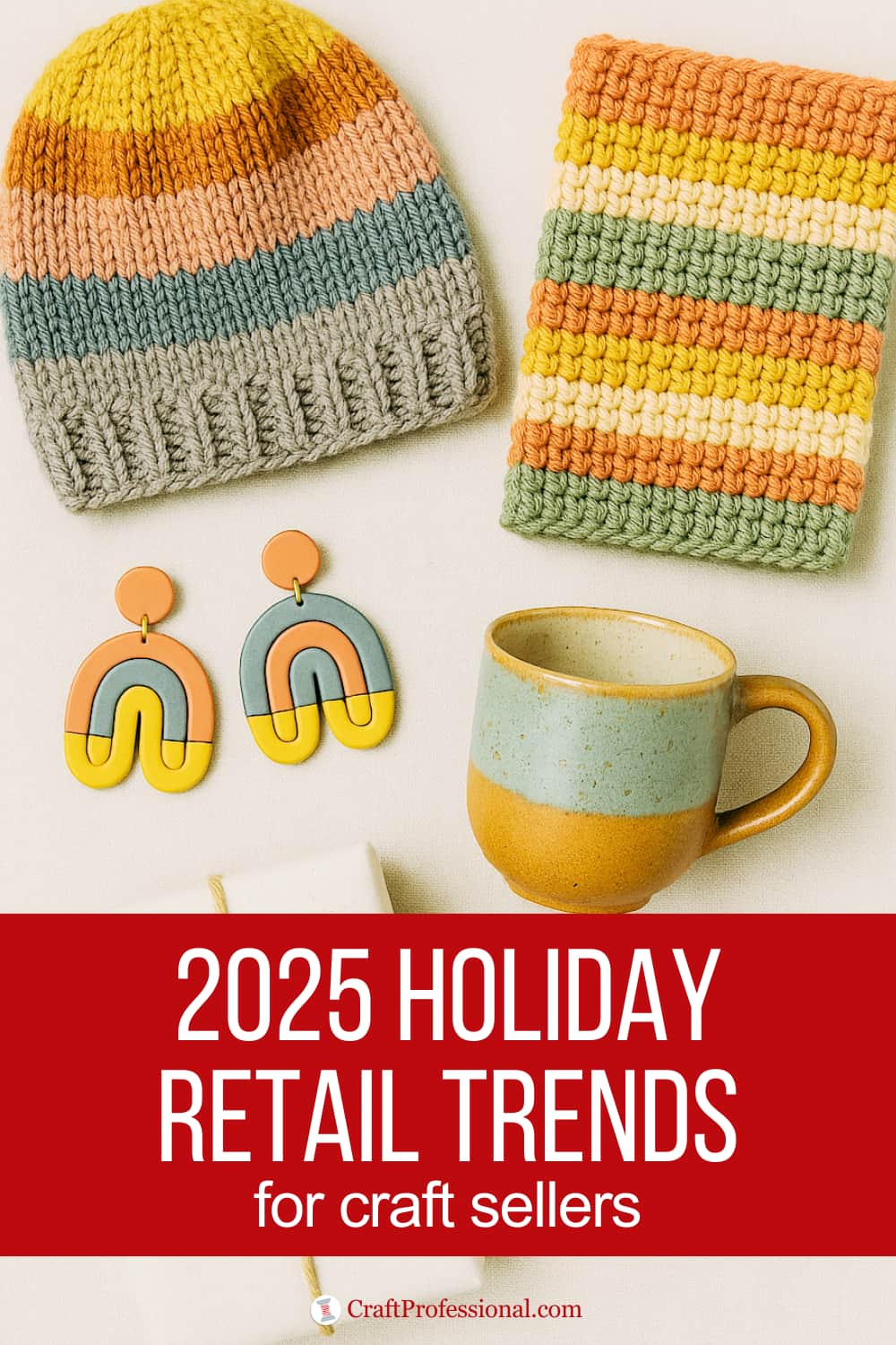 Christmas gift wrapped in kraft papge. Text Holiday shopping trends for 2024