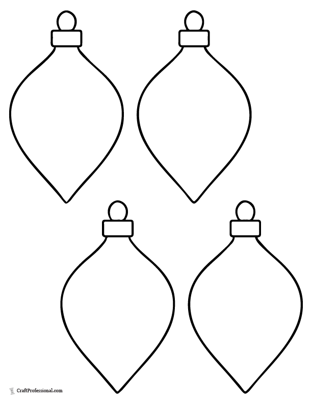 Blank teardrop ornaments to design, four per page, coloring page.