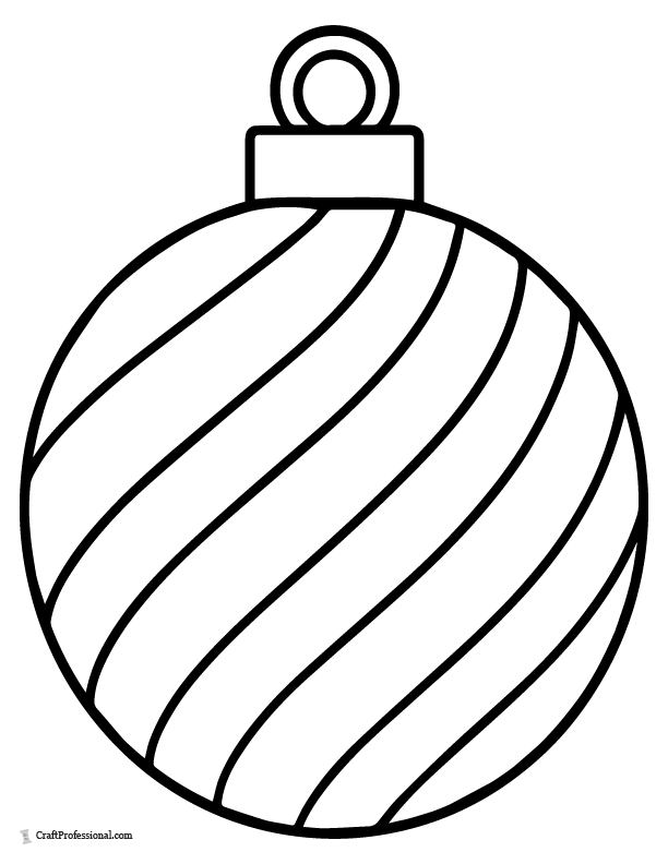 Simple striped Christmas ball, coloring page for kids.