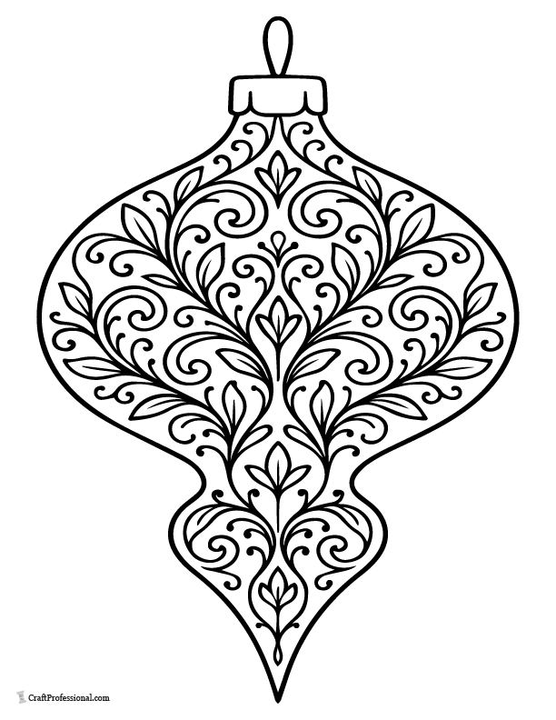 Intricate finial ornament with filigree patterns, coloring page.