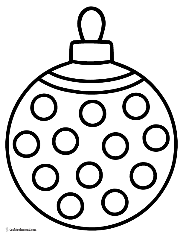 Easy polka-dot ornament with large dots, coloring page.