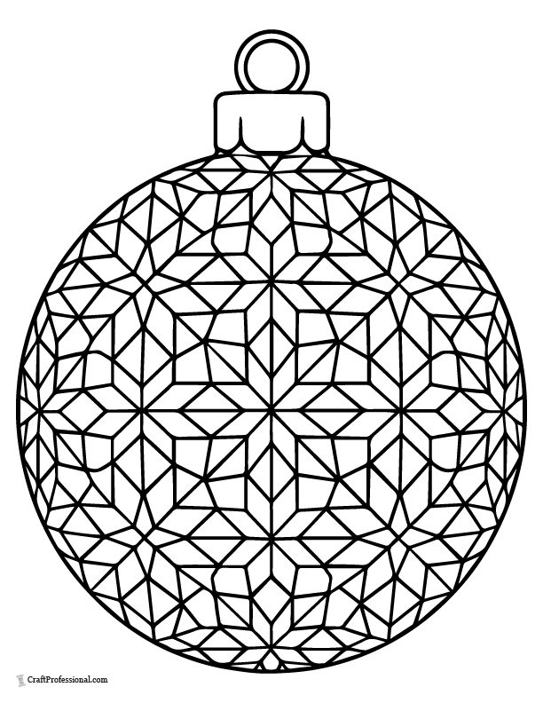 Geometric star tessellation ornament, coloring page.