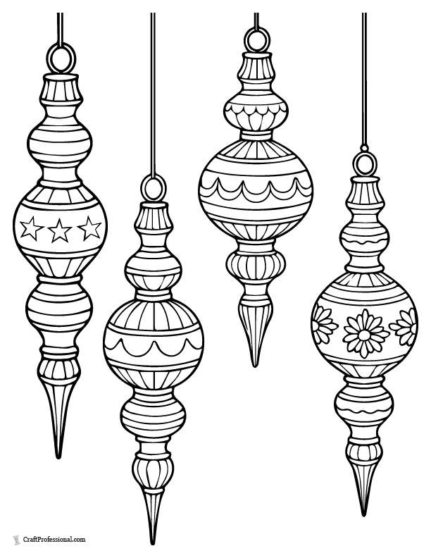 Vintage finial ornament with bead segments, coloring page.