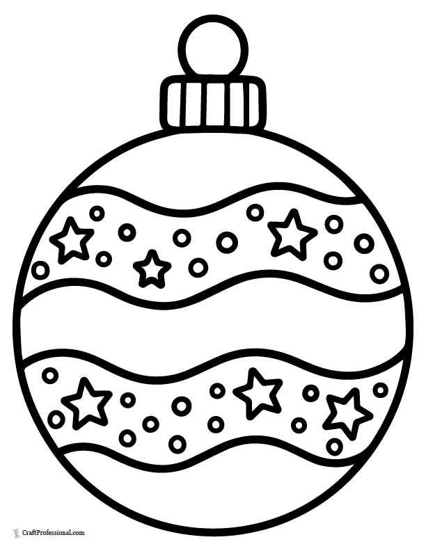 Easy ornament with wide wavy lines and star pattern, coloring page.