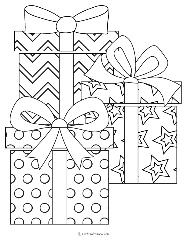 Gift Box Coloring Page for Kids