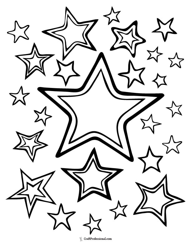 Group of stars coloring page
