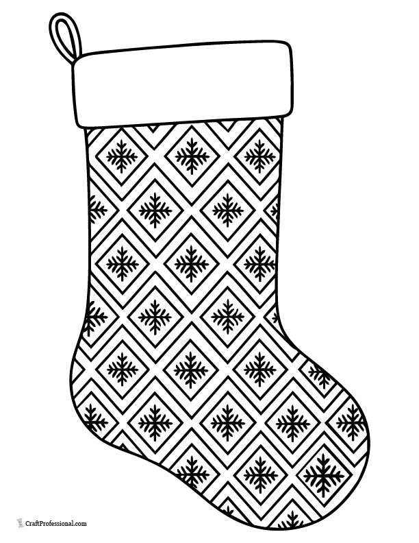 detailed Fair Isle knit stocking coloring page