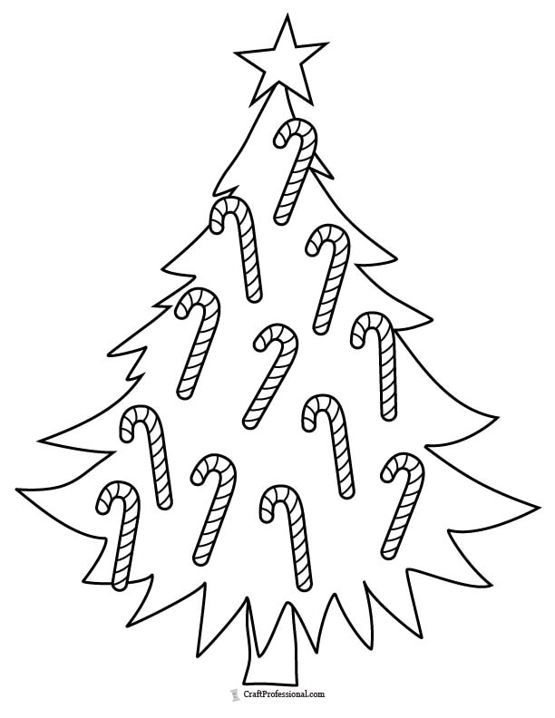 Christmas tree with candycanes coloring page