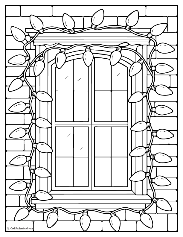 Christmas lights around a window to color.