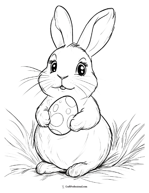 Classic rabbit with eggs coloring page