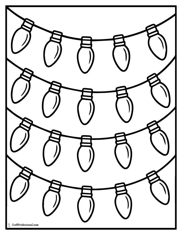 Four strings of Christmas lights to color.