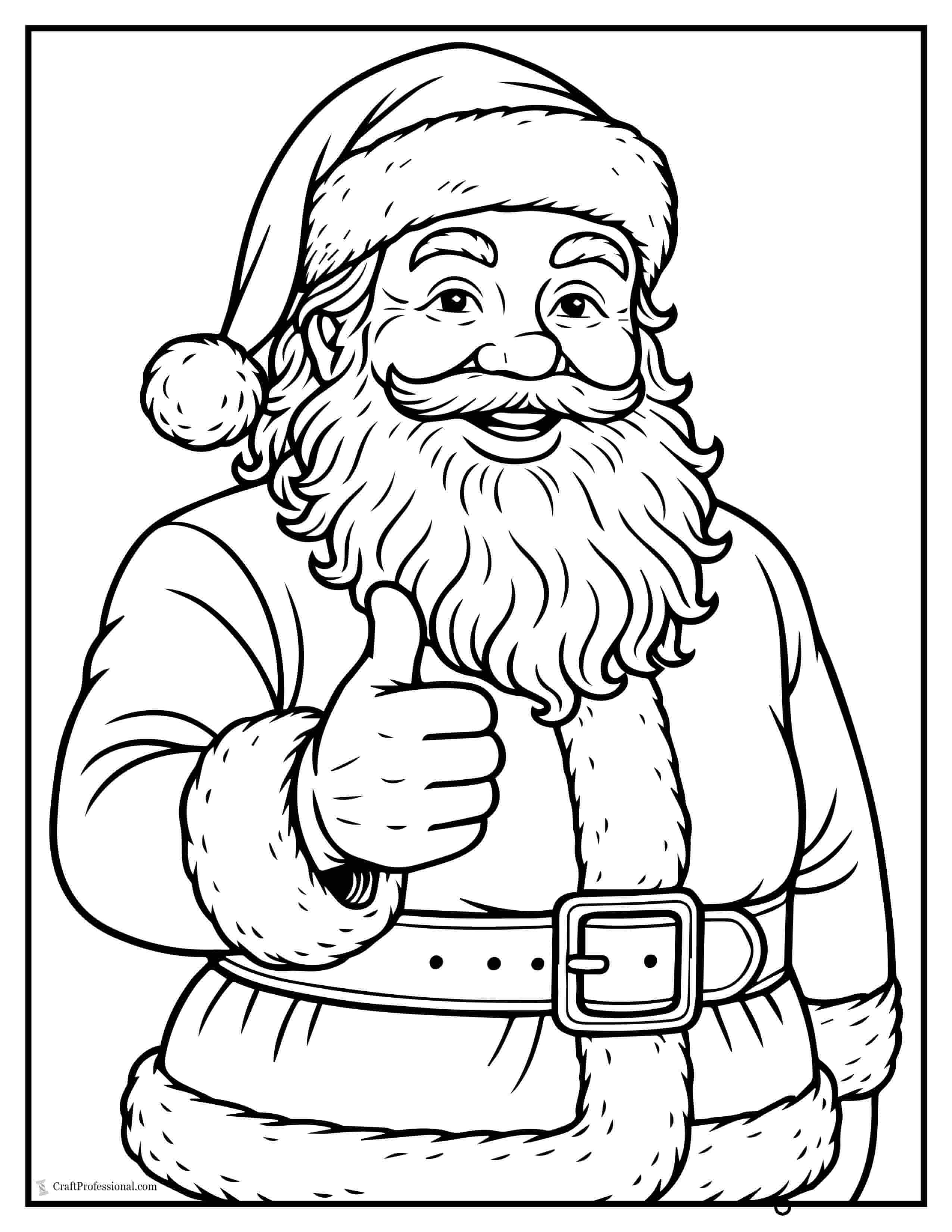 Santa giving a thumbs up coloring page
