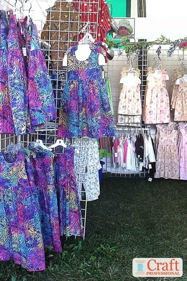 Children's clothing displayed on grid walls Children's clothing displayed on grid walls