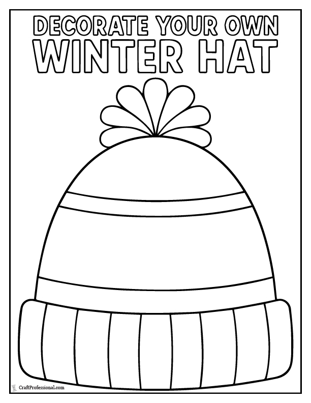 Decorate your own winter hat coloring page