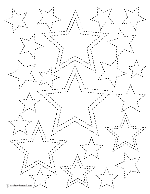 Collage of stars to trace and color.