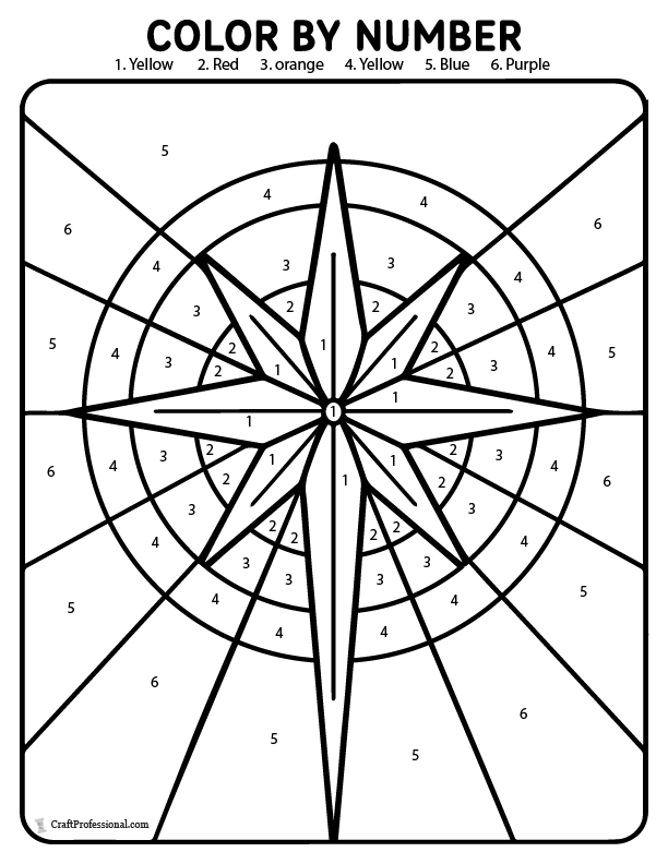 Color by numbers star of Bethlehem coloring page.